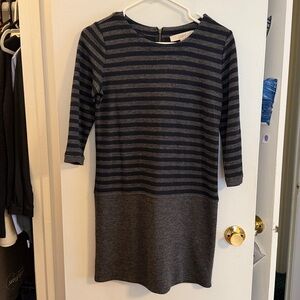 Striped Navy and Gray Dress by LOFT